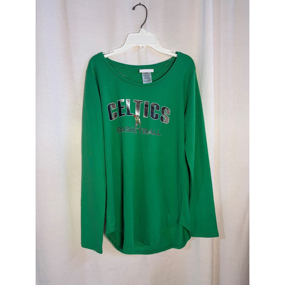 NBA Boston Celtics Womens Kelly Green Long Sleeve Graphic Tee Shirt Size M NWT